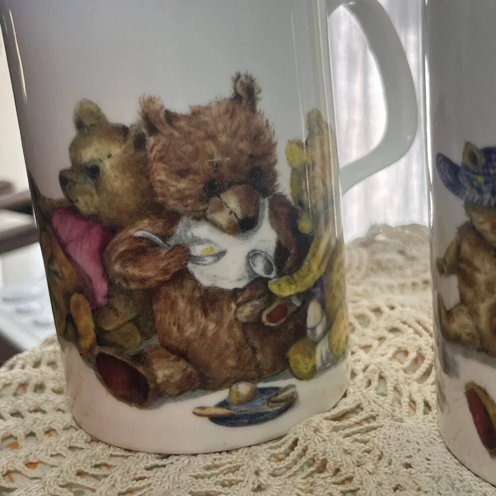 Roy Kirkham White Bear Print Bone China Mugs, Set of 2, One Size - Picture 5 of 10